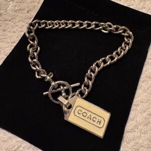Coach Silver Chain Bracelet with Tag Charm